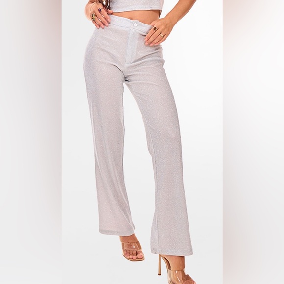 Glitter woven wide leg pants - Picture 2 of 7